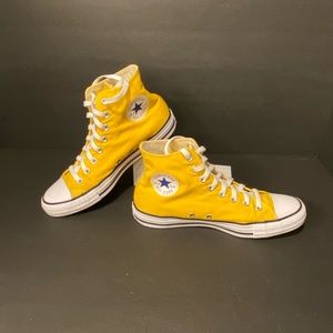 Converse Chuck Taylor All Star Hi Tops.  Yellow.  Women’s 10 / Men’s 8.  Used.